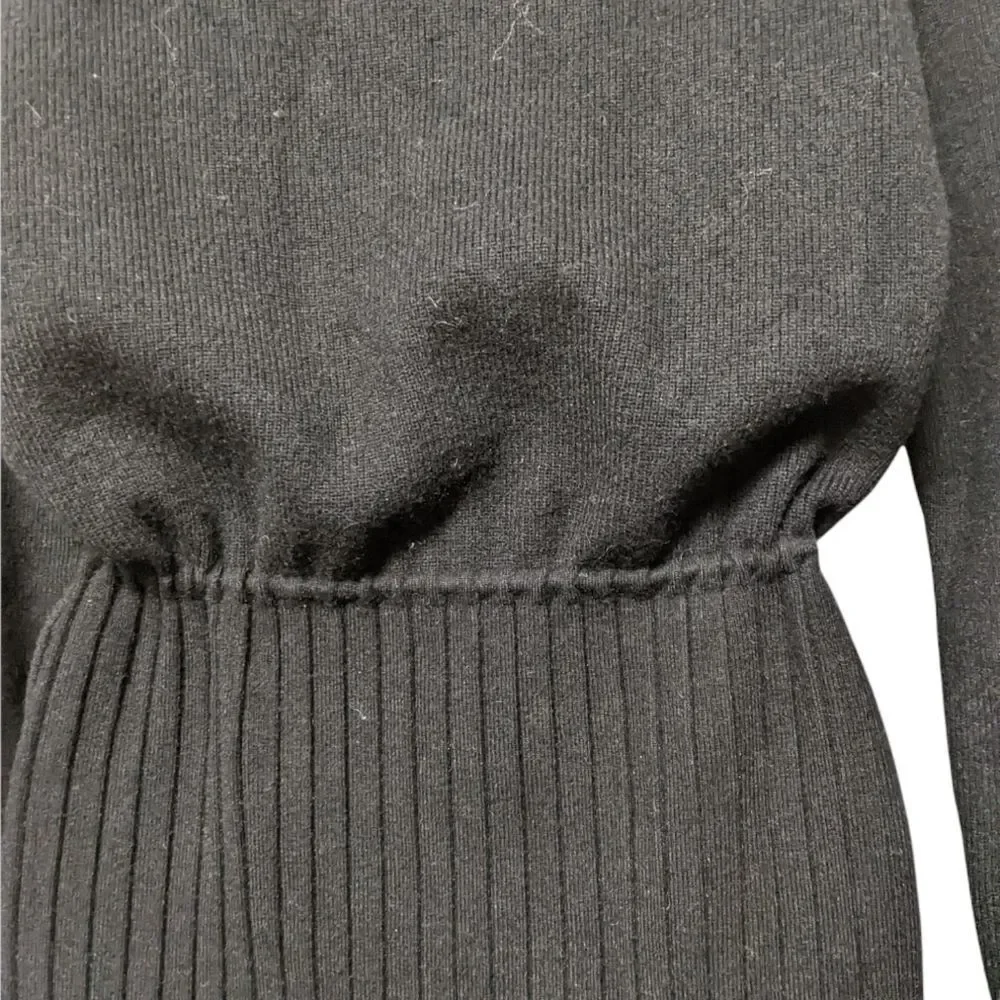 MILK Thick Knit Ribbed Mock Neck Minimalist Midi Dress M